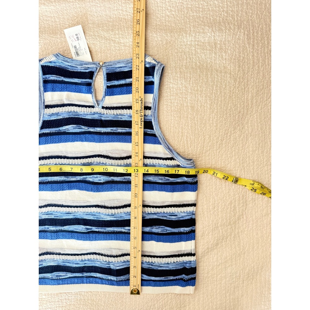 VEREVE XL NWT Blue Cream Striped Cotton Knit Sweater Tank Vest Coastal - Picture 7 of 7